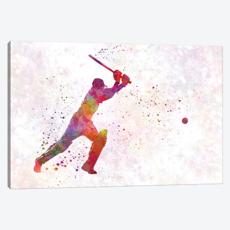 Cricket Player Batsman Silhouette IV Canvas Print #PUR170} by Paul Rommer Canvas Wall Art