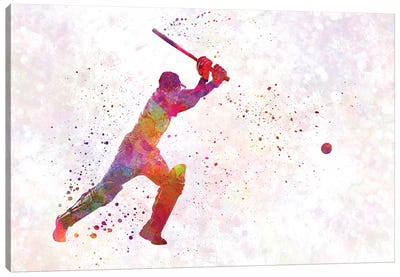 Cricket Player Batsman Silhouette IV Canvas Art Print