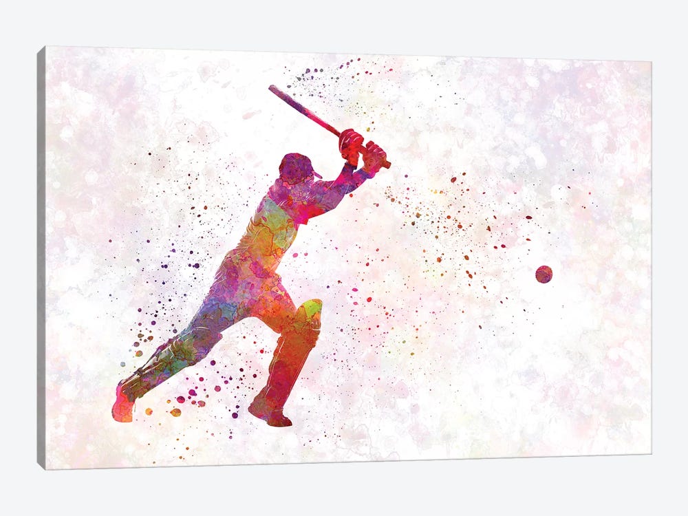 Cricket Player Batsman Silhouette IV by Paul Rommer 1-piece Canvas Print