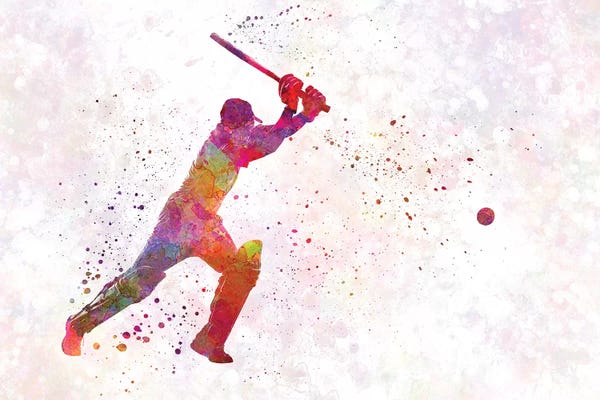 Paul Rommer: Cricket Player Batsman Silhouette IV by Paul Rommer