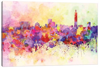 Taipei Skyline In Watercolor Background Canvas Art Print