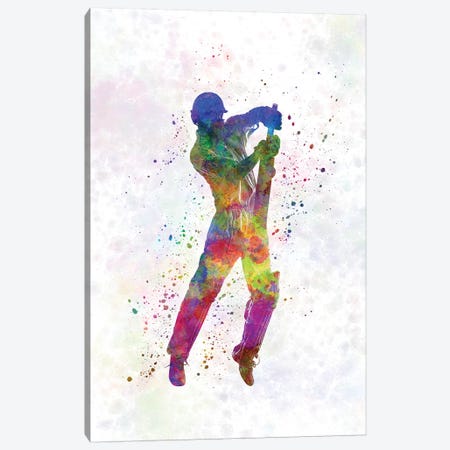 Cricket Player Batsman Silhouette V Canvas Print #PUR171} by Paul Rommer Canvas Art
