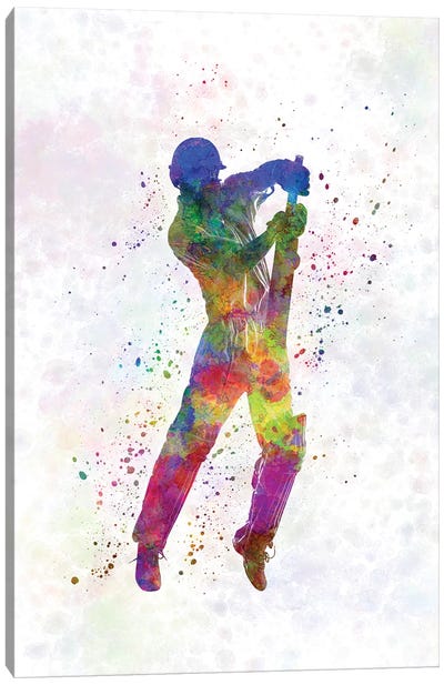 Cricket Player Batsman Silhouette V Canvas Art Print