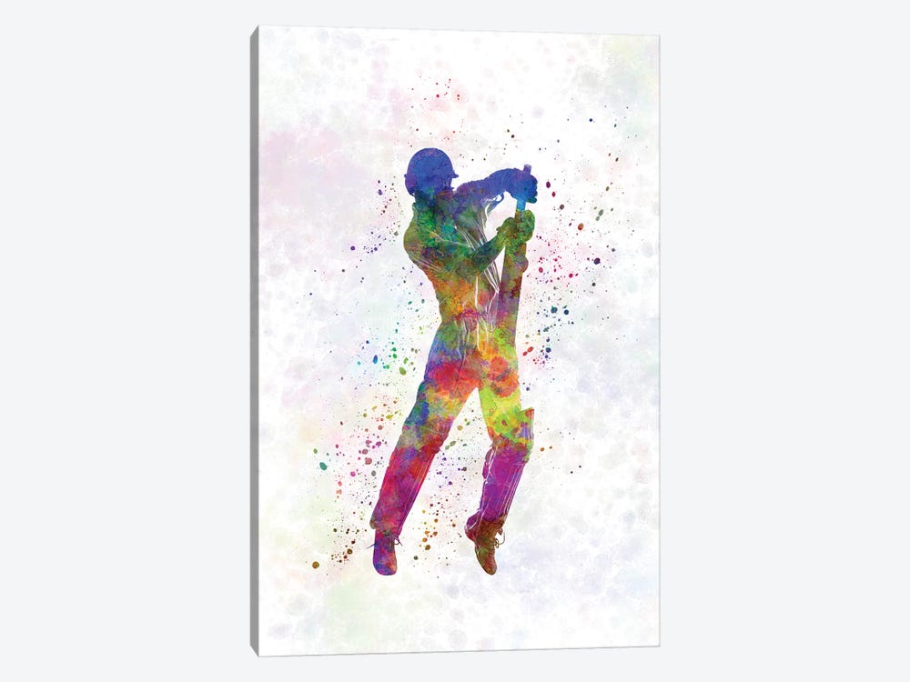 Cricket Player Batsman Silhouette V by Paul Rommer 1-piece Canvas Artwork