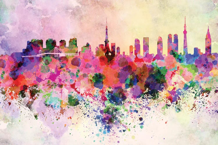 Tokyo Skyline In Watercolor Background