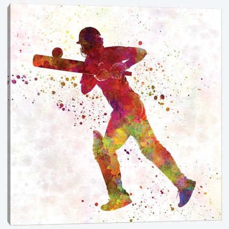 Cricket Player Batsman Silhouette VI Canvas Print #PUR172} by Paul Rommer Canvas Artwork
