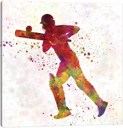 Cricket Player Batsman Silhouette VI Canvas Art Print