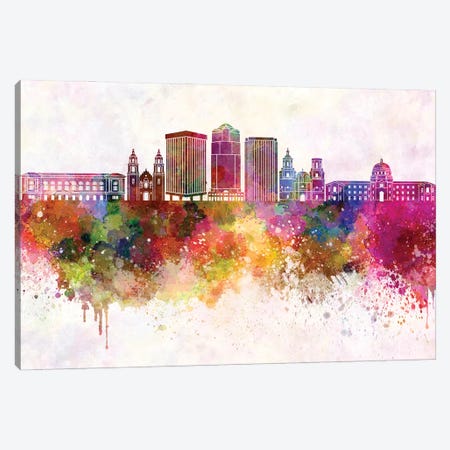 Tucson II Skyline In Watercolor Background Canvas Print #PUR1733} by Paul Rommer Canvas Artwork