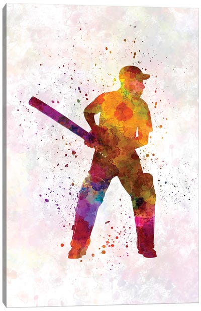 Cricket Player Batsman Silhouette VII Canvas Art Print