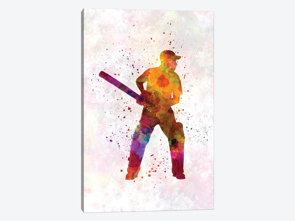 Cricket Player Batsman Silhouette VII by Paul Rommer 1-piece Canvas Artwork