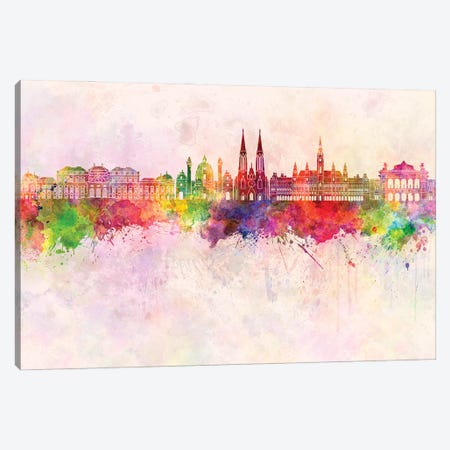 Vienna II Skyline In Watercolor Background Canvas Print #PUR1743} by Paul Rommer Canvas Print