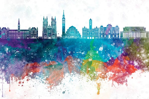 Washington, D.C. Skylines: Washington D.C. II Skyline In Watecolor Background by Paul Rommer