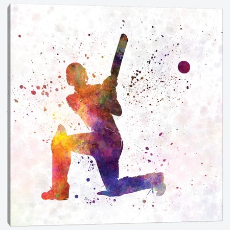 Cricket Player Batsman Silhouette VIII Canvas Print #PUR174} by Paul Rommer Art Print