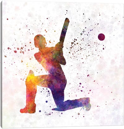 Cricket Player Batsman Silhouette VIII Canvas Art Print
