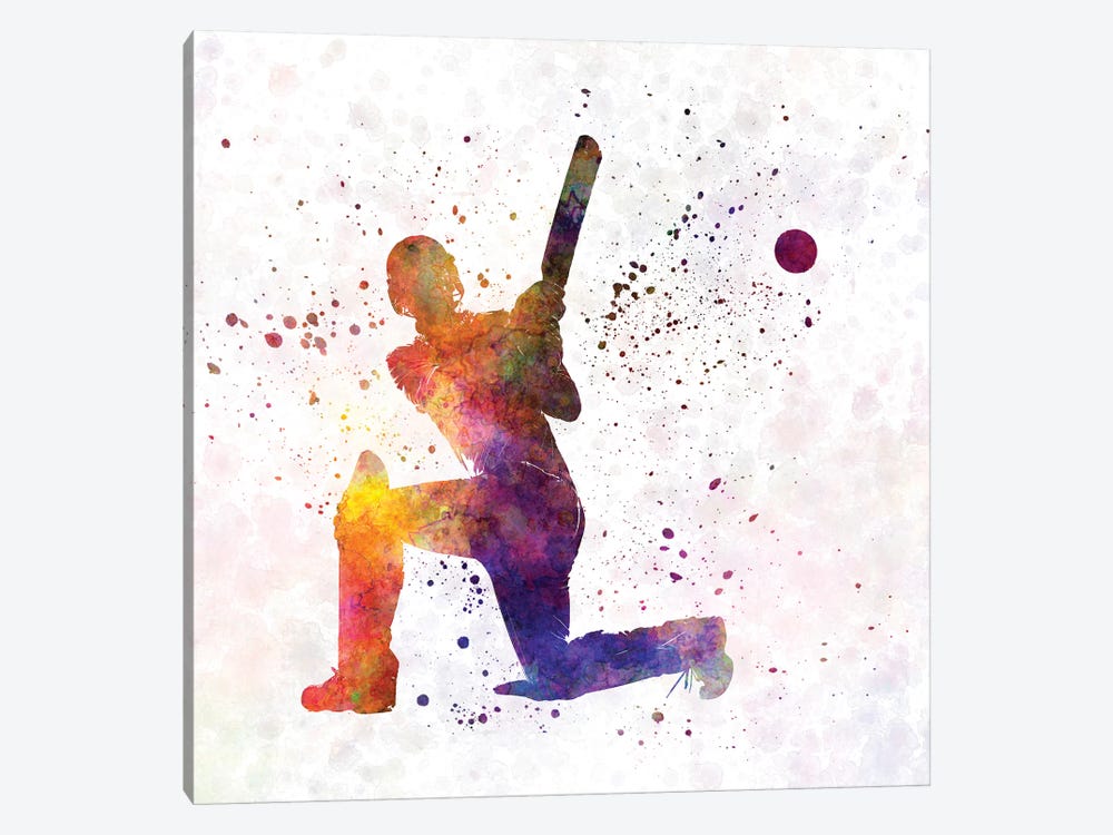 Cricket Player Batsman Silhouette VIII by Paul Rommer 1-piece Canvas Print