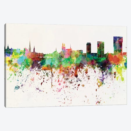Zurich Skyline In Watercolor Background Canvas Print #PUR1756} by Paul Rommer Canvas Print