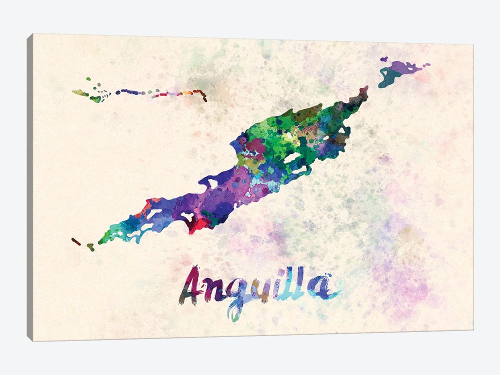 Anguilla Map In Watercolor by Paul Rommer 1-piece Art Print