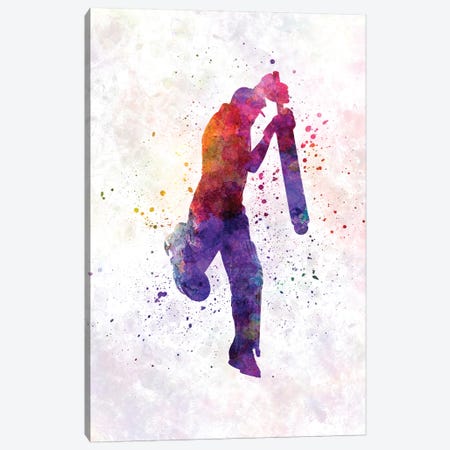 Cricket Player Batsman Silhouette IX Canvas Print #PUR175} by Paul Rommer Art Print