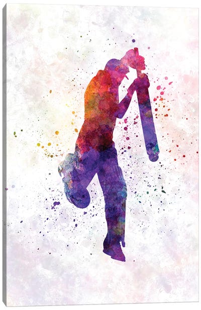 Cricket Player Batsman Silhouette IX Canvas Art Print