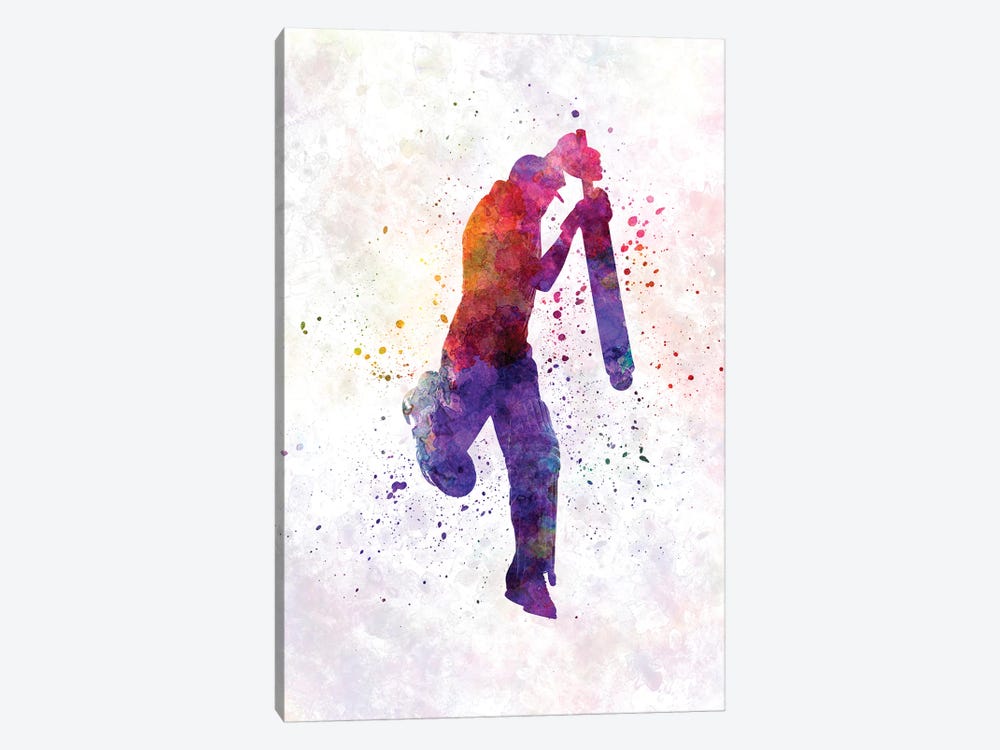 Cricket Player Batsman Silhouette IX by Paul Rommer 1-piece Canvas Art