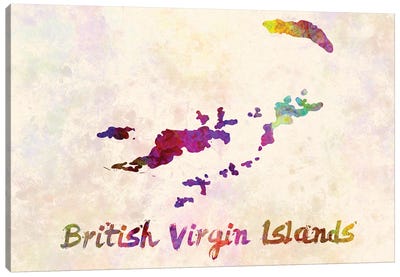 British Virgin Islands Map In Watercolor Canvas Art Print - Country Maps