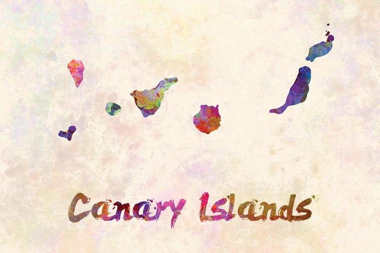 Canary Islands Map In Watercolor