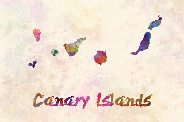 Canary Islands: Canary Islands Map In Watercolor by Paul Rommer