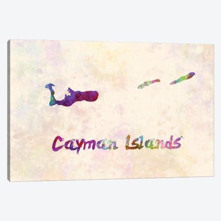 Cayman Islands Map In Watercolor Canvas Print #PUR1763} by Paul Rommer Art Print