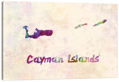 Cayman Islands Map In Watercolor Canvas Art Print - Cayman Islands