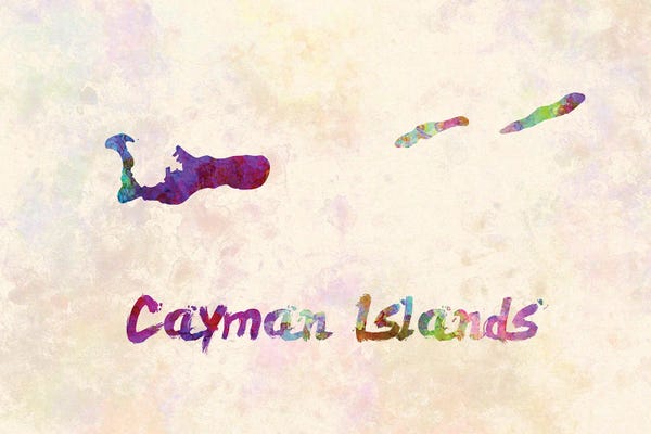 Cayman Islands: Cayman Islands Map In Watercolor by Paul Rommer