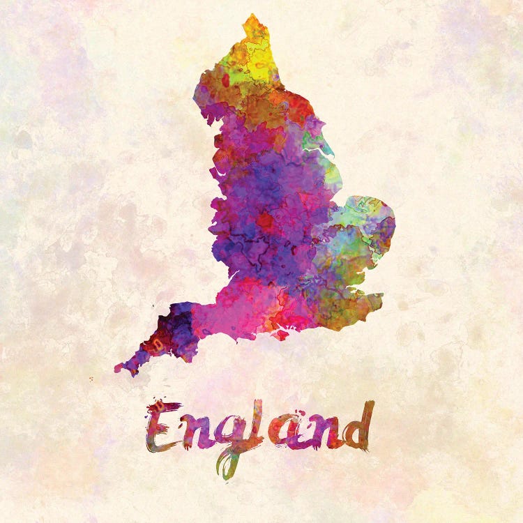 England Map In Watercolor