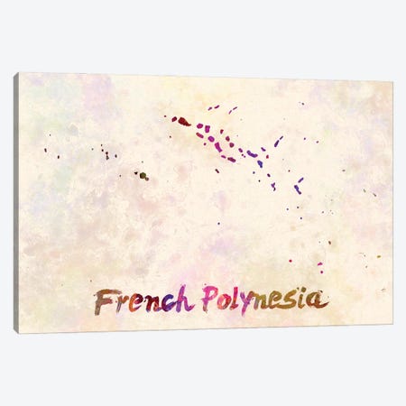 French Polynesia Map In Watercolor Canvas Print #PUR1769} by Paul Rommer Art Print