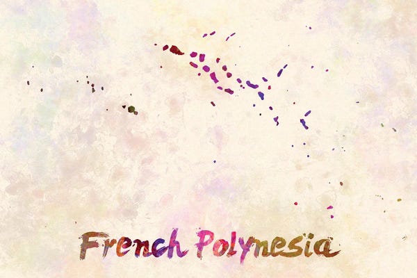 French Polynesia Map In Watercolor