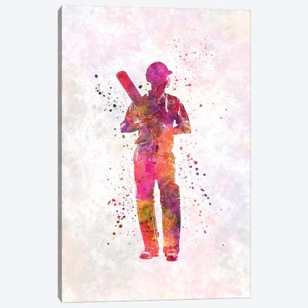 Cricket Player Batsman Silhouette X Canvas Print #PUR176} by Paul Rommer Art Print