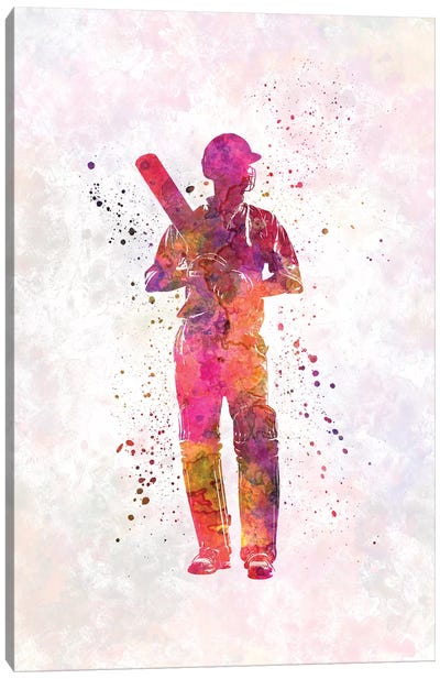 Cricket Player Batsman Silhouette X Canvas Art Print