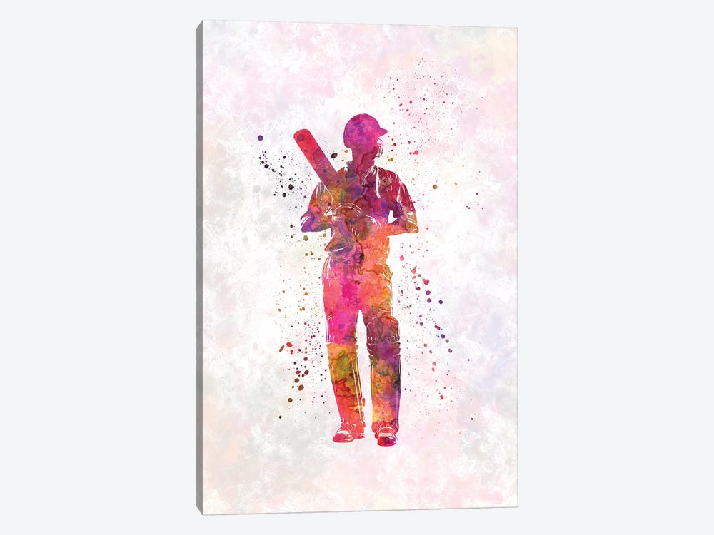 Cricket Player Batsman Silhouette X by Paul Rommer 1-piece Canvas Print