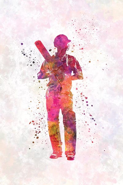 Paul Rommer: Cricket Player Batsman Silhouette X by Paul Rommer