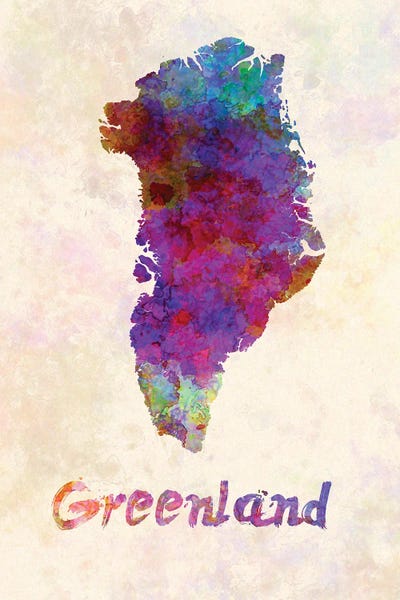 Greenland: Greenland Map In Watercolor by Paul Rommer