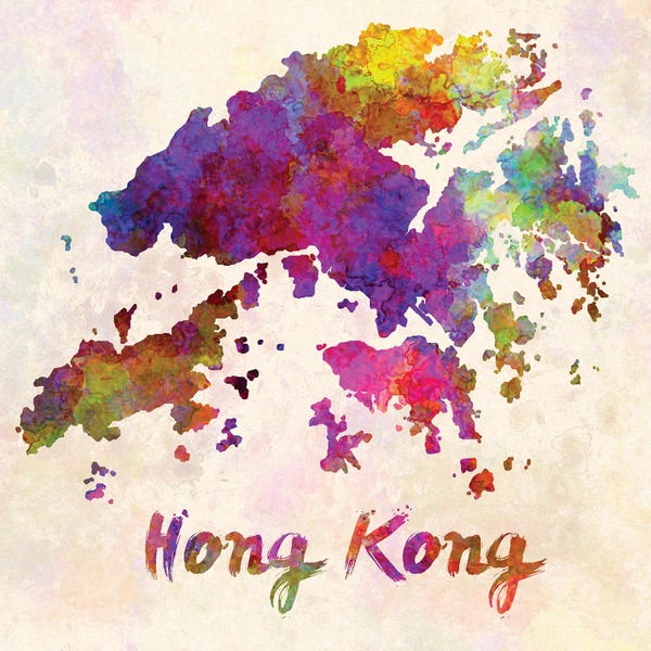 China: Hong Kong Map In Watercolor by Paul Rommer