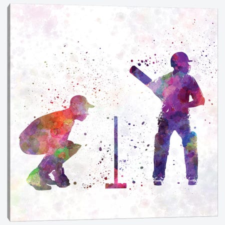 Cricket Players Silhouette Canvas Print #PUR177} by Paul Rommer Canvas Art Print