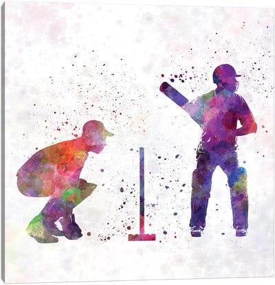 Cricket Players Silhouette Canvas Art Print