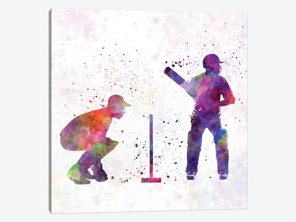 Cricket Players Silhouette by Paul Rommer 1-piece Canvas Wall Art