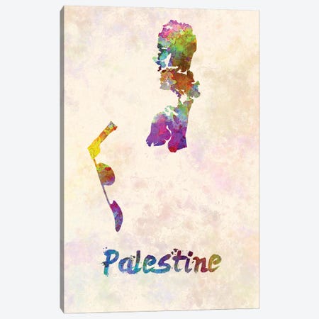 Palestine Map In Watercolor Canvas Print #PUR1783} by Paul Rommer Art Print