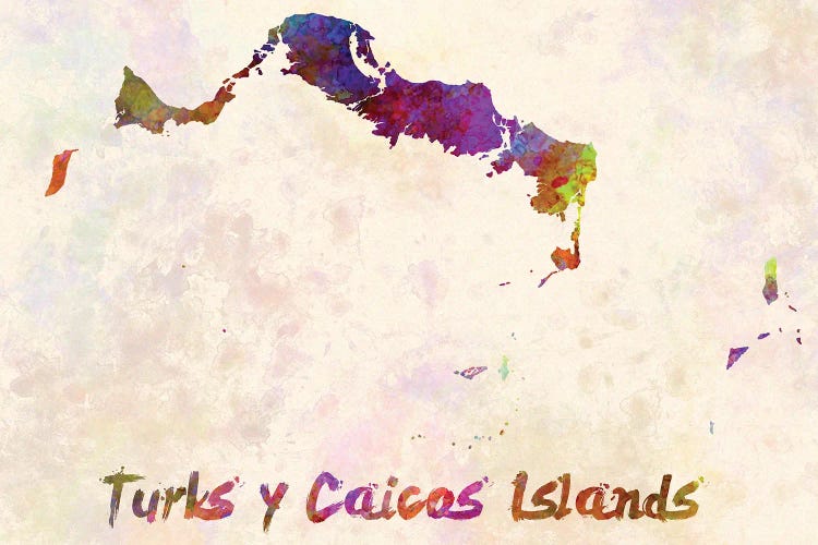 Turks Y Caicos Islands Map In Watercolor