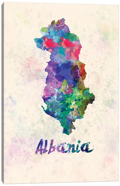 Albania Map In Watercolor Canvas Art Print