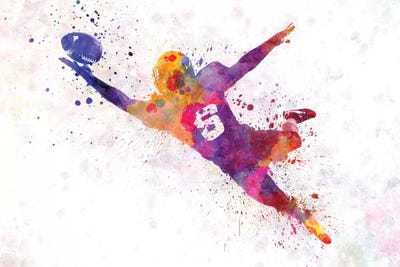 American Football Player Catching Ball II by Paul Rommer framed canvas print