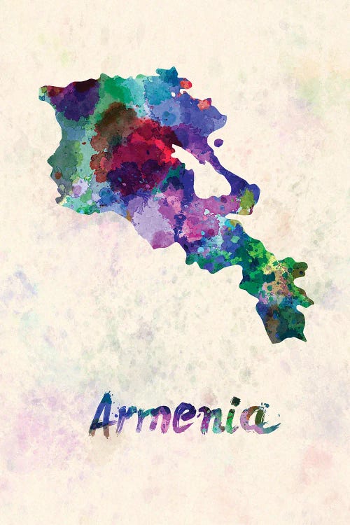 Armenia Map In Watercolor