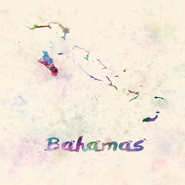 Bahamas: Bahamas Map In Watercolor by Paul Rommer