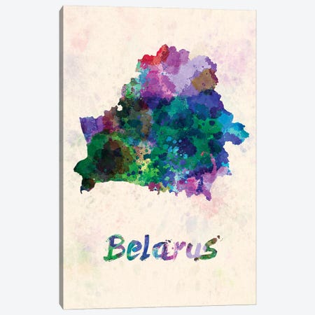 Belarus Map In Watercolor Canvas Print #PUR1806} by Paul Rommer Canvas Print