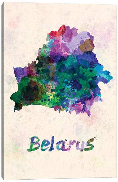 Belarus Map In Watercolor Canvas Art Print